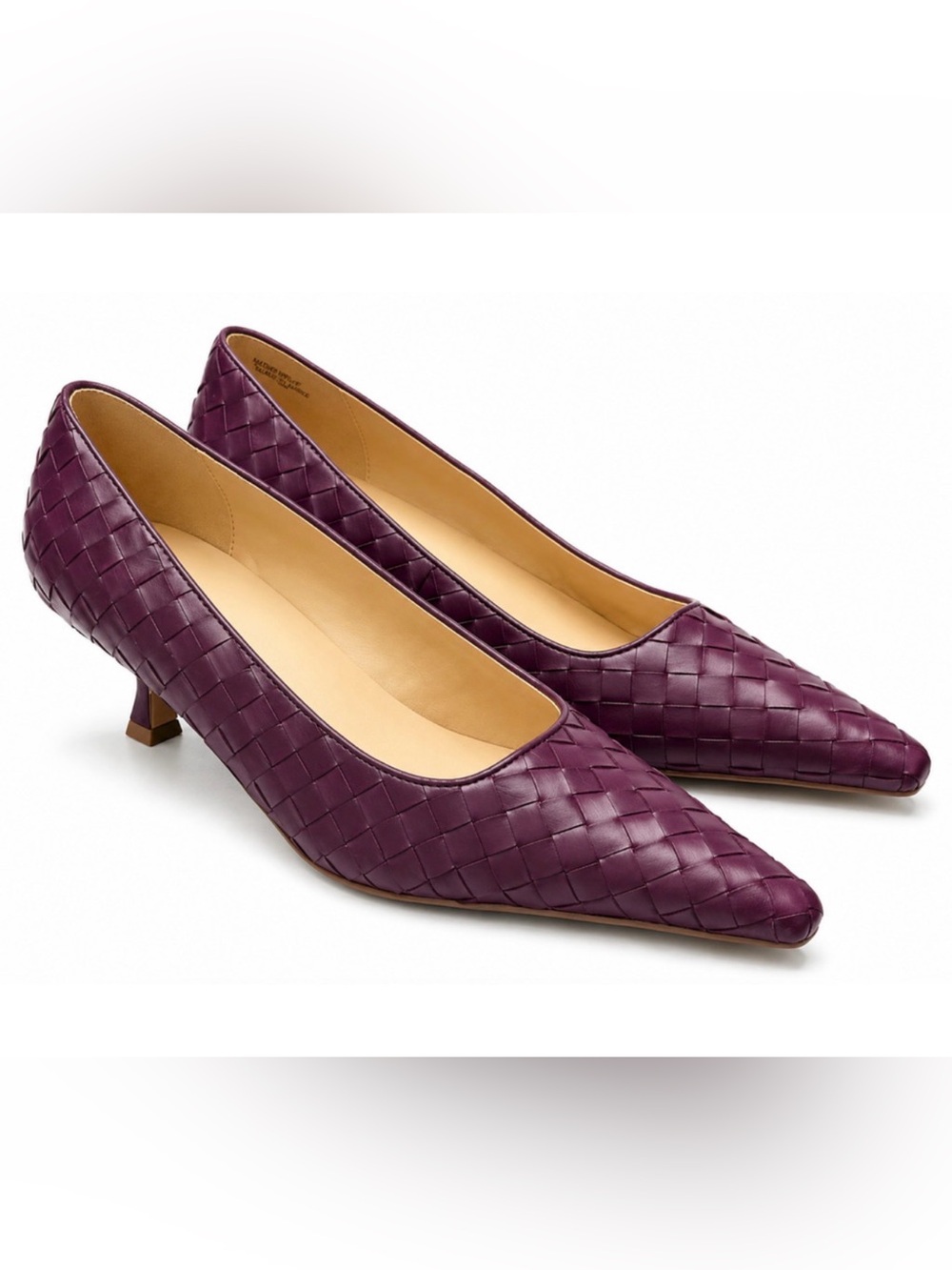 NEW ANN TAYLOR PLUM ROSE WOVEN NIP TOE KITTEN HEELS PUMPS SHOES SZ 9